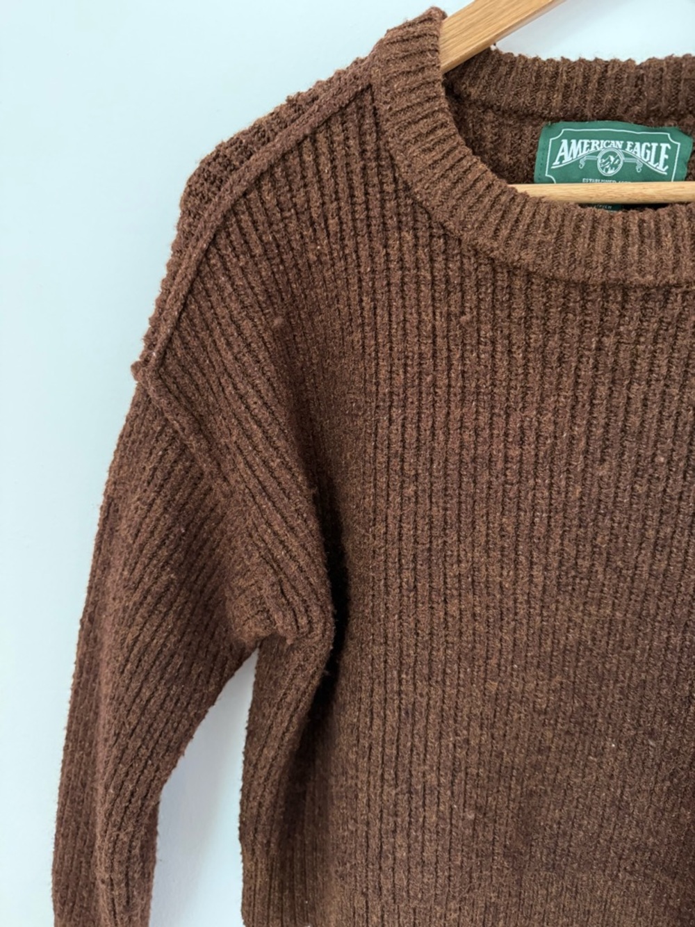 American Eagle Cozy Ribbed Brown Sweater women’s size small chocolate neutrals